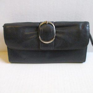 *Audrey Brooke Buttery Soft Blue Leather Continental Tri-Fold Clutch Wallet